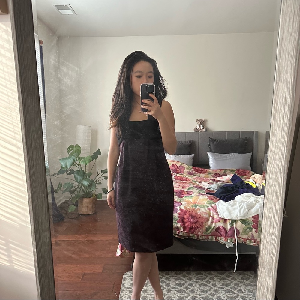 Purple Peter Som midi cocktail dress square neckline in size 2 (orig $650)
